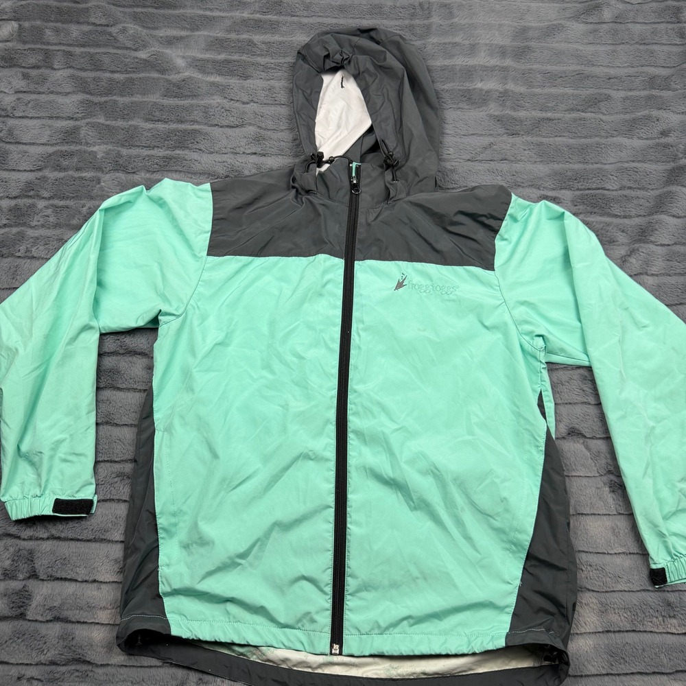 Frogg Toggs Rain Jacket Mint Green Gray Full Zip Hooded Shell Mens SM